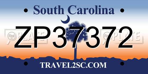 ZP37372 South Carolina License Plate