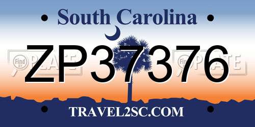 ZP37376 South Carolina License Plate