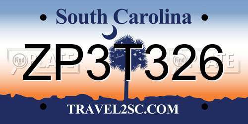 ZP3T326 South Carolina License Plate
