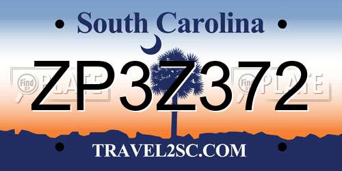 ZP3Z372 South Carolina License Plate