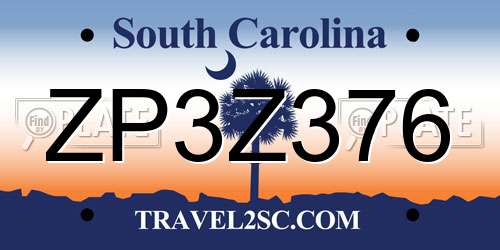ZP3Z376 South Carolina License Plate
