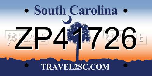ZP41726 South Carolina License Plate