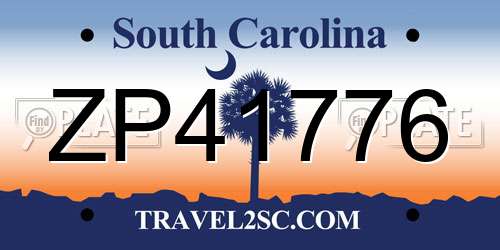 ZP41776 South Carolina License Plate