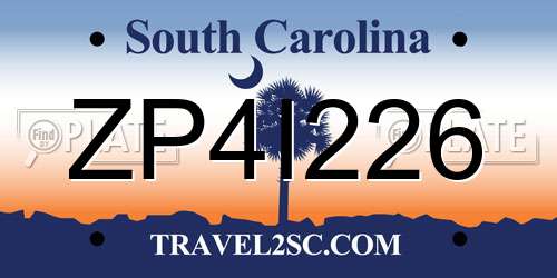 ZP4I226 South Carolina License Plate