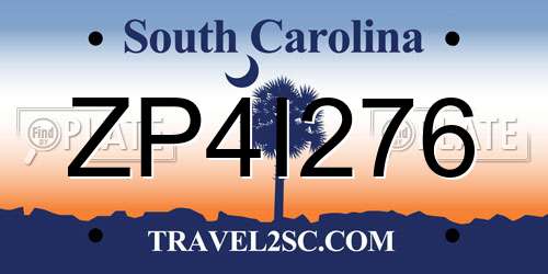 ZP4I276 South Carolina License Plate