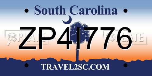 ZP4I776 South Carolina License Plate