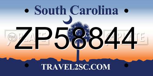 ZP58844 South Carolina License Plate