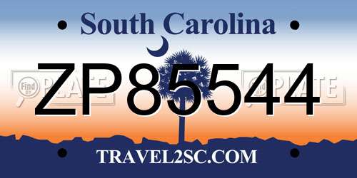 ZP85544 South Carolina License Plate
