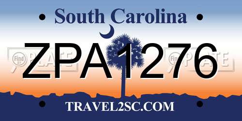 ZPA1276 South Carolina License Plate