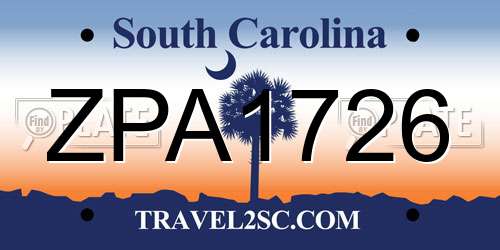 ZPA1726 South Carolina License Plate