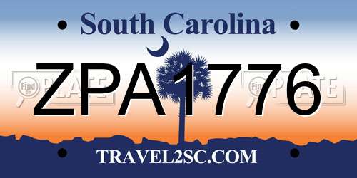 ZPA1776 South Carolina License Plate