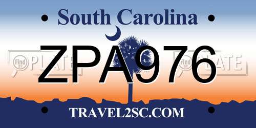 ZPA976 South Carolina License Plate