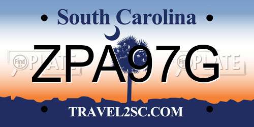 ZPA97G South Carolina License Plate