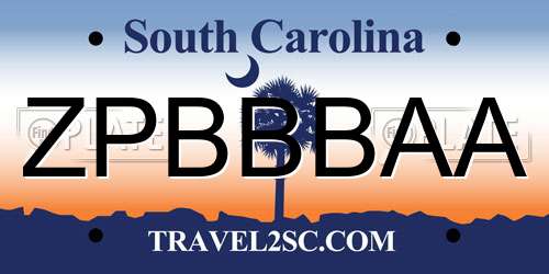 ZPBBBAA South Carolina License Plate