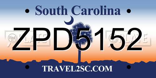 ZPD5152 South Carolina License Plate