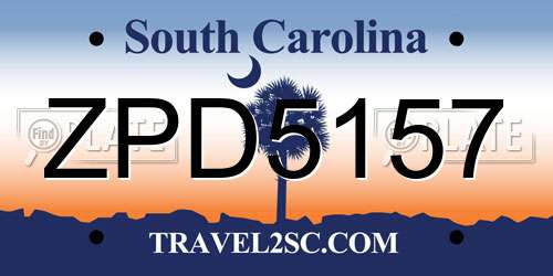 ZPD5157 South Carolina License Plate
