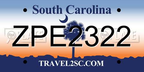 ZPE2322 South Carolina License Plate