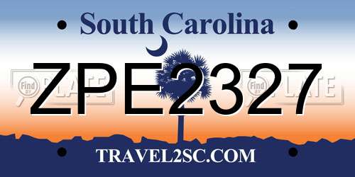 ZPE2327 South Carolina License Plate