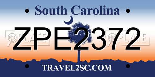 ZPE2372 South Carolina License Plate