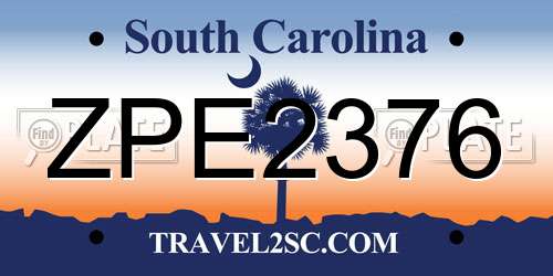 ZPE2376 South Carolina License Plate