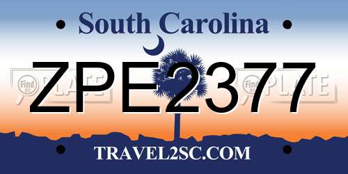 ZPE2377 South Carolina License Plate