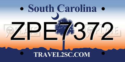 ZPE7372 South Carolina License Plate