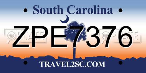 ZPE7376 South Carolina License Plate