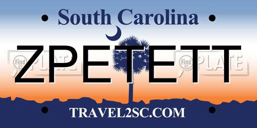 ZPETETT South Carolina License Plate