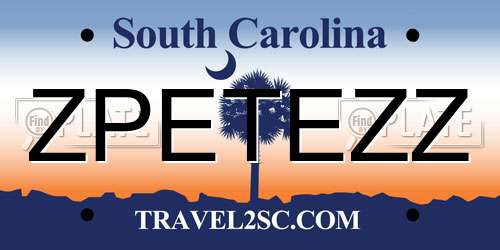 ZPETEZZ South Carolina License Plate