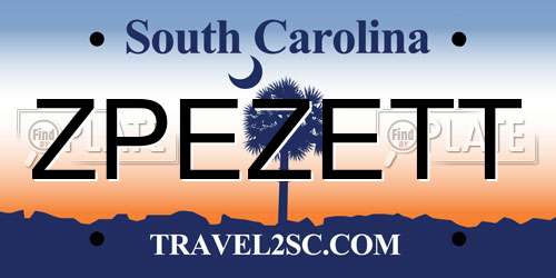 ZPEZETT South Carolina License Plate