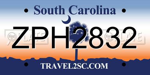 ZPH2832 South Carolina License Plate