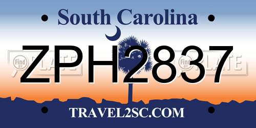 ZPH2837 South Carolina License Plate