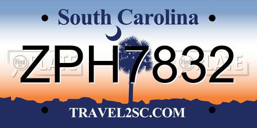 ZPH7832 South Carolina License Plate