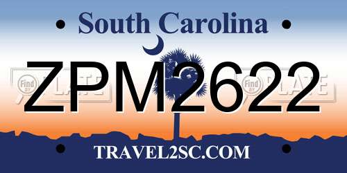 ZPM2622 South Carolina License Plate