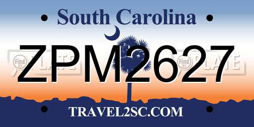 ZPM2627 South Carolina License Plate