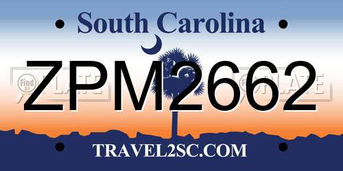 ZPM2662 South Carolina License Plate