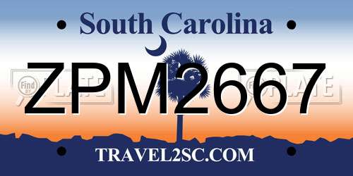 ZPM2667 South Carolina License Plate