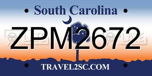 ZPM2672 South Carolina License Plate