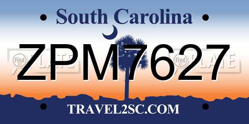 ZPM7627 South Carolina License Plate