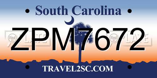 ZPM7672 South Carolina License Plate