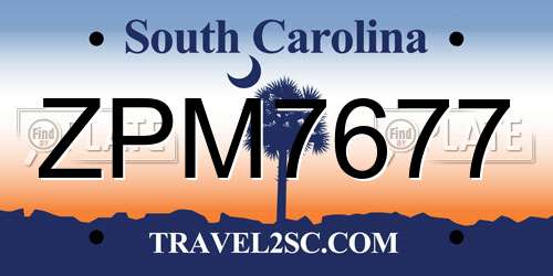 ZPM7677 South Carolina License Plate
