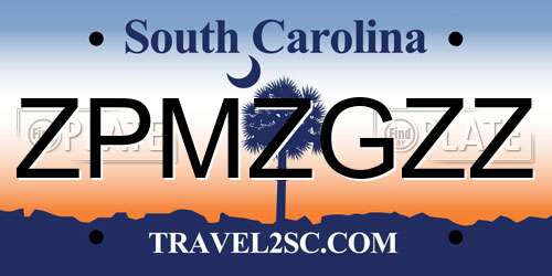 ZPMZGZZ South Carolina License Plate
