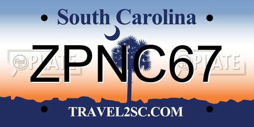 ZPNC67 South Carolina License Plate