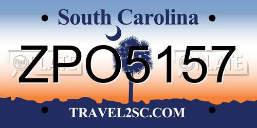ZPO5157 South Carolina License Plate
