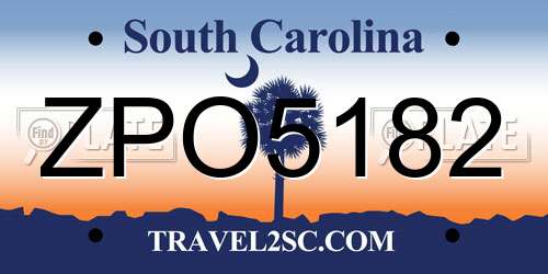 ZPO5182 South Carolina License Plate
