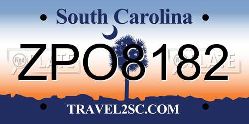 ZPO8182 South Carolina License Plate