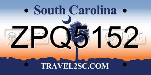 ZPQ5152 South Carolina License Plate