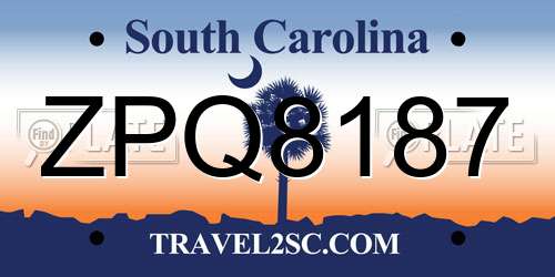 ZPQ8187 South Carolina License Plate