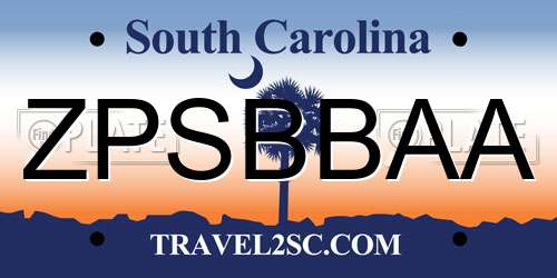 ZPSBBAA South Carolina License Plate