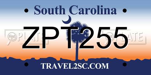 ZPT255 South Carolina License Plate